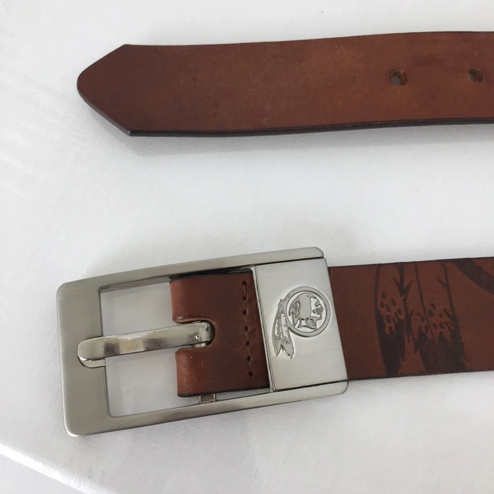 NFL Washington Redskins Commanders Old Logo Tooled Leather Belt Brown Men’s 40